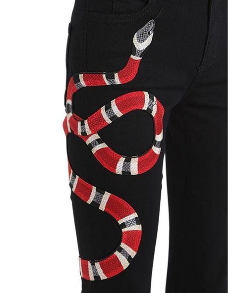 gucci snakeskin pants|gucci snake embroidered jeans.